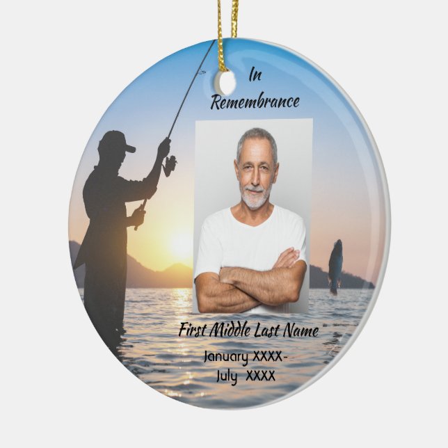 Memorial Photo Celebration of Life Keepsake Ceramic Ornament (Left)