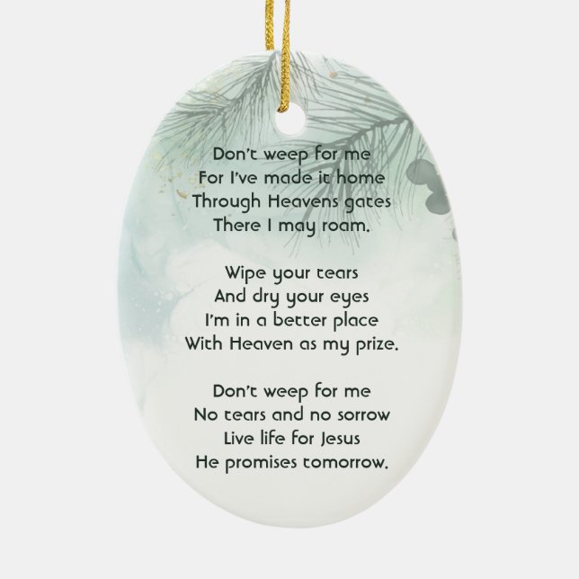 Memorial Photo Celebration of Life Keepsake  Ceramic Ornament (Back)