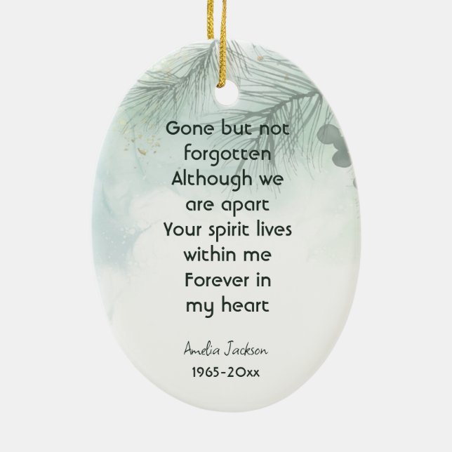 Memorial Photo Celebration of Life Keepsake  Ceramic Ornament (Back)