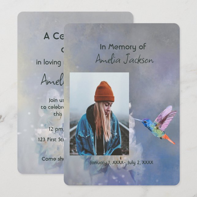 Memorial Photo Celebration of Life Keepsake  Invitation (Front/Back)