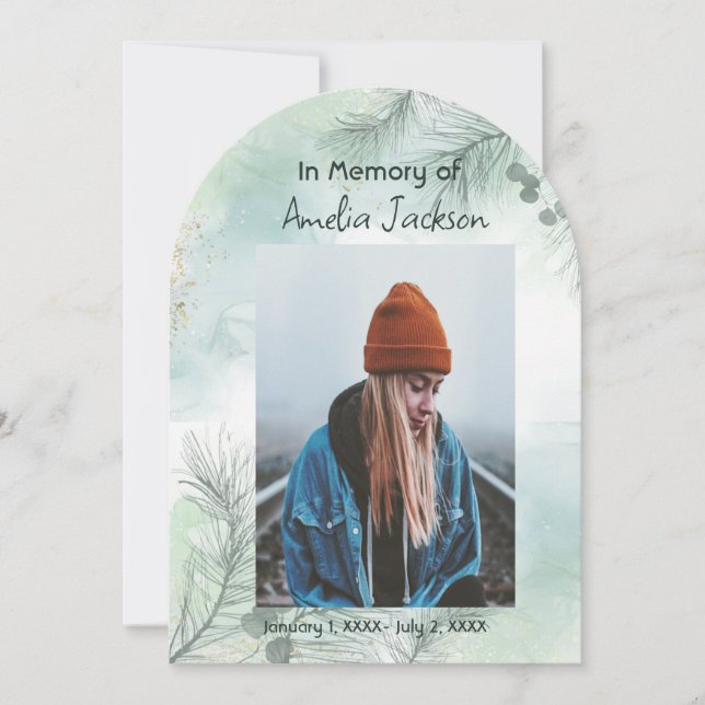Memorial Photo Celebration of Life Keepsake  Invitation (Front)
