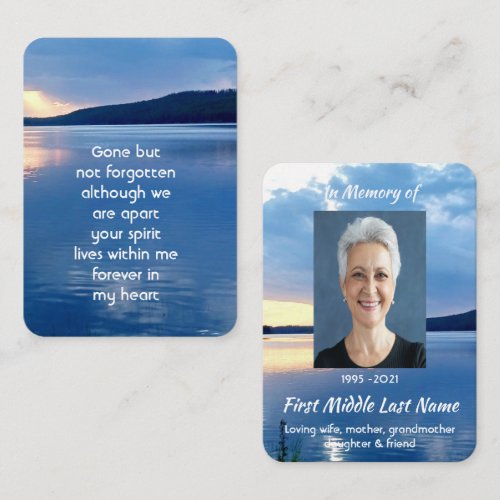 Memorial Photo Christian Lake Sunrise Nature Business Card