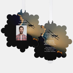 Memorial Photo Christian Pilot Airplane Flying Ornament Card