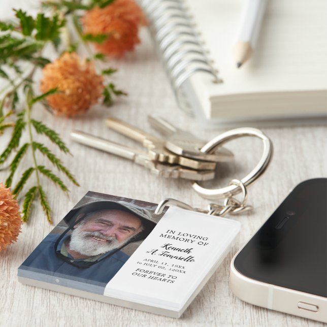 Memorial Photo Classic In Loving Memory Keychain (Front Right)
