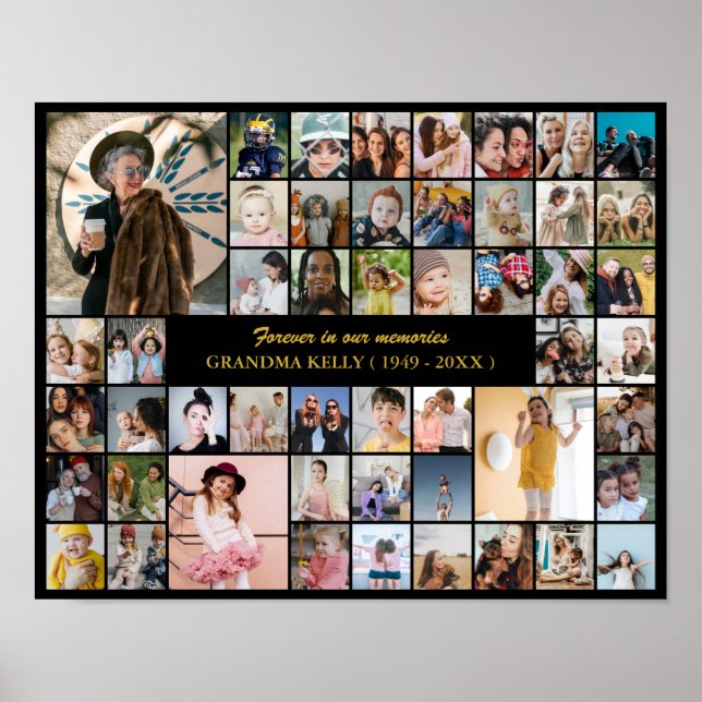 Memorial Photo Collage 50 Picture In Loving Memory Poster (Front)
