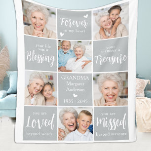 Memorial Photo Collage 6 Personalized Remembrance Fleece Blanket