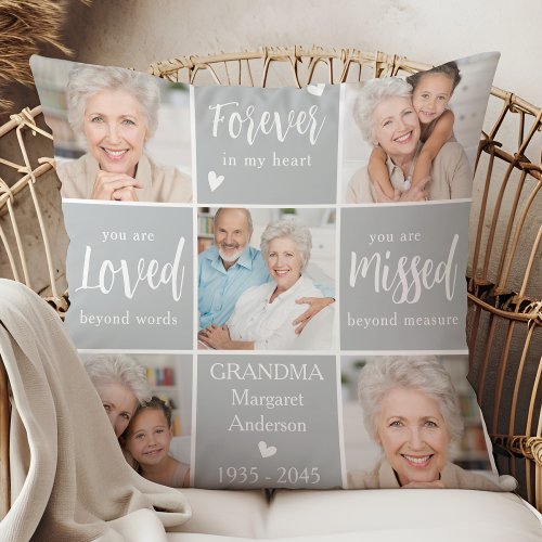 Memorial Photo Collage 6 Personalized Remembrance  Throw Pillow