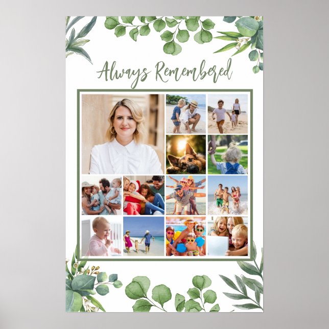 Memorial Photo Collage Eucalyptus Leaves Poster (Front)
