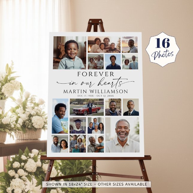 Memorial Photo Collage Forever In Our Hearts Foam Board (Creator Uploaded)