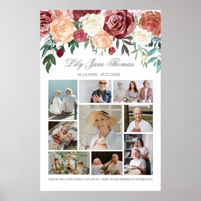 Memorial Photo Collage Funeral Sympathy Poster (Front)