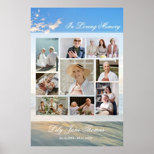 Memorial Photo Collage Funeral Sympathy Poster