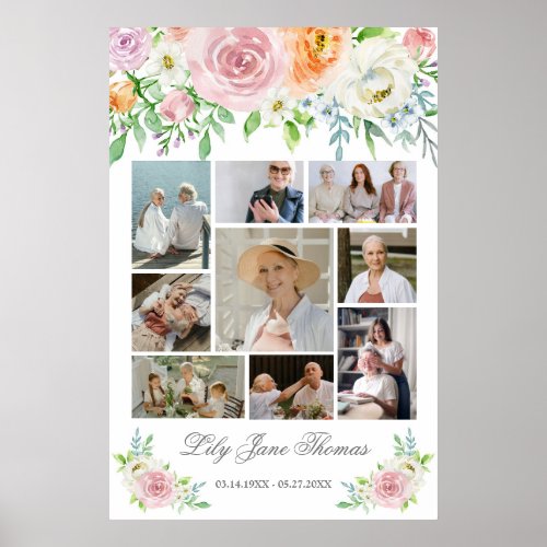 Memorial Photo Collage Funeral Sympathy Poster