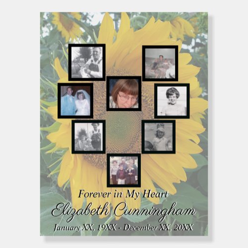 Memorial Photo Collage Heart on Sunflower Photo