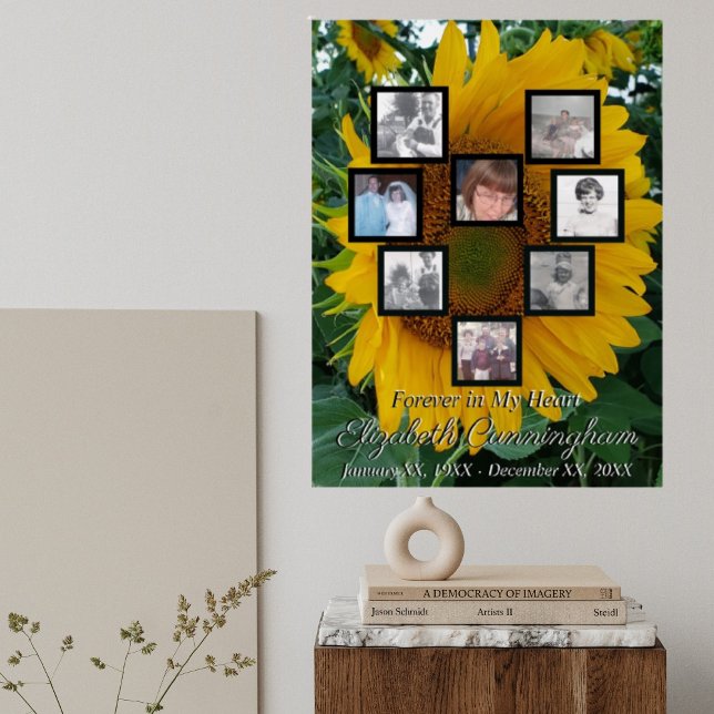 Memorial Photo Collage Heart on Sunflower Photo Foam Board (Creator Uploaded)