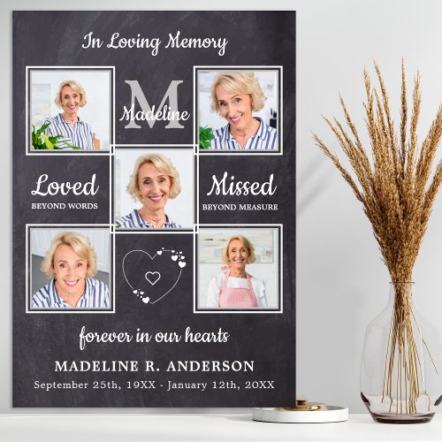 Memorial Photo Collage In Loving Memory Funeral Poster