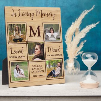 Memorial Photo Collage Keepsake In Loving Memory Plaque | Zazzle