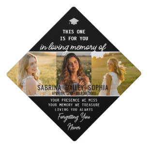 Memorial Photo Collage Modern Graduation Cap Topper