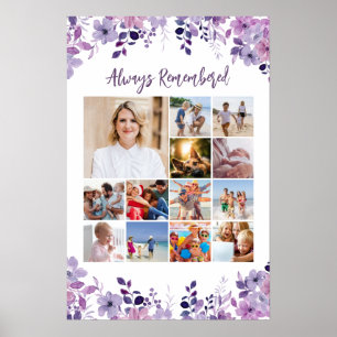 Memorial Photo Collage Purple Wild Flowers Poster