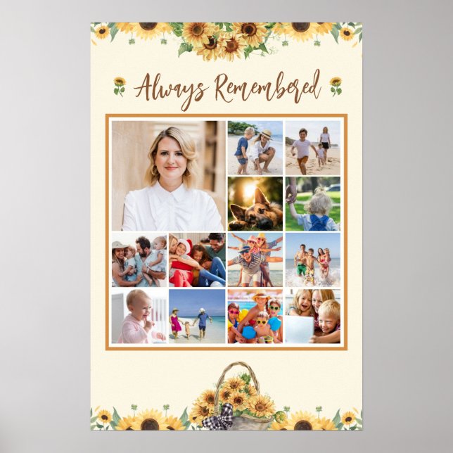 Memorial Photo Collage Sunflowers Poster (Front)