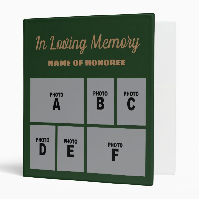 Memorial Photo Collage Tribute 3 Ring Binder (Front/Inside)