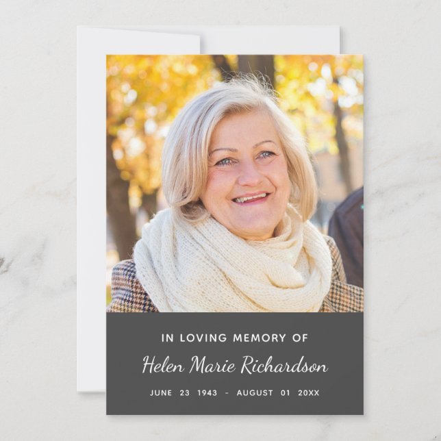 Memorial Photo Condolence Sympathy Thank you Card (Front)