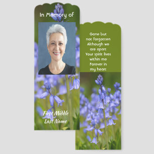 Memorial Photo Custom Bluebell Garden Flowers Bookmarks