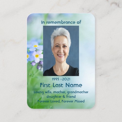 Memorial Photo Custom Forget_me_not Flowers Business Card