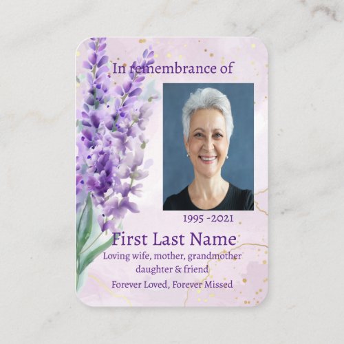Memorial Photo Custom Lavender garden flower  Business Card