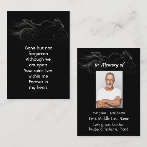 Memorial Photo Custom Motorcycle Biker Business Card