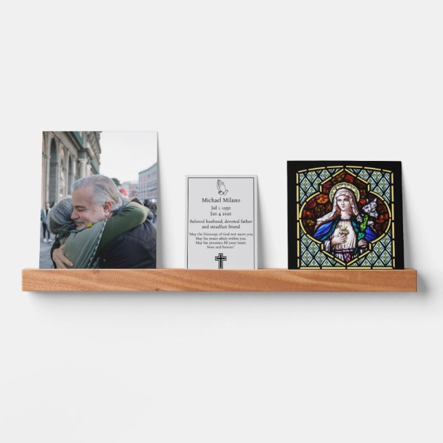 Memorial Photo Custom Name Virgin Mary Image Picture Ledge (Front)