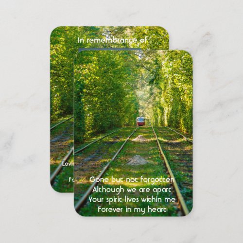 Memorial Photo Custom Train Tram Forest Tracks Business Card