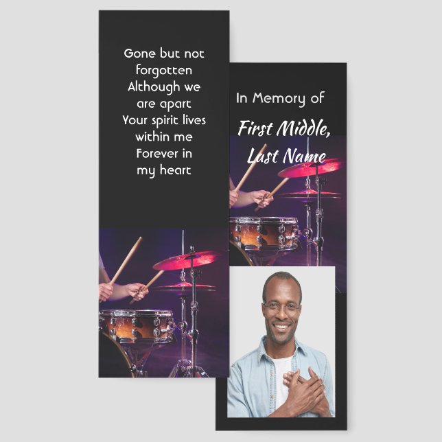  Memorial Photo  Drummer Drums Band  Bookmarks (Front & Back)