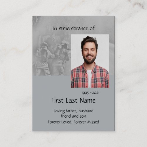 Memorial Photo Fireman Fire Fighter Rescue  Business Card