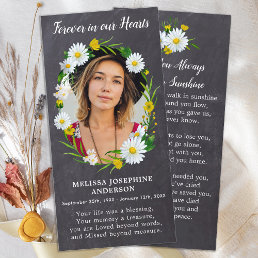Memorial Photo Floral Funeral Prayer Bookmark Card