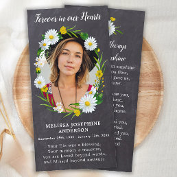 Memorial Photo Floral Funeral Prayer Card Bookmark