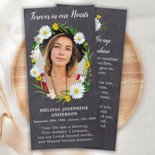 Memorial Photo Floral Funeral Prayer Card Bookmark