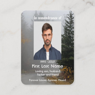 Memorial Photo Foggy Road Trees Keepsake Business Card