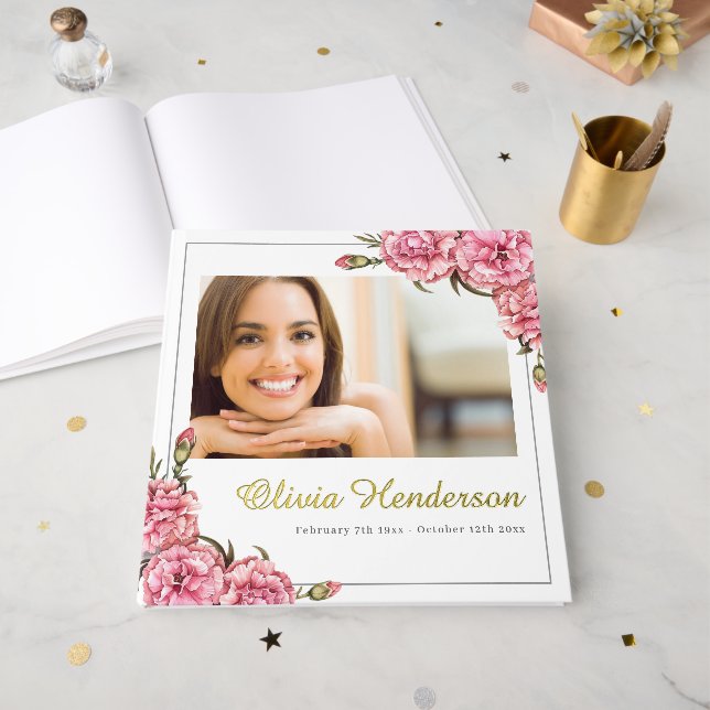 Memorial Photo  Foil Guest Book (Front Open)
