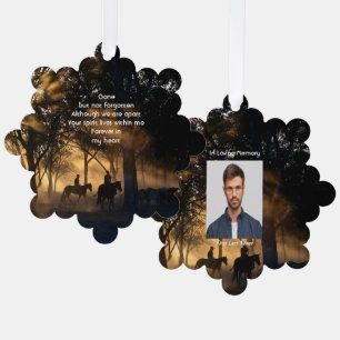 Memorial Photo Forest Trail Walk Horses Ornament Card