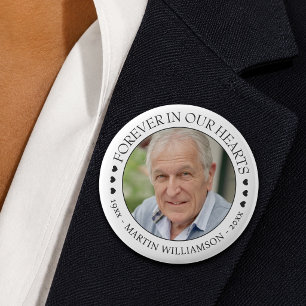 Memorial Photo Forever In Our Hearts Button