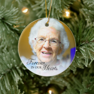 Memorial Photo Forever In Our Hearts Grandmother Ceramic Ornament