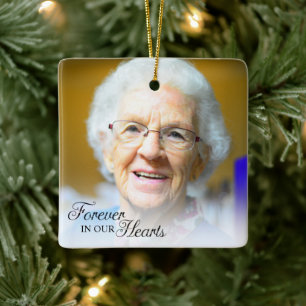 Memorial Photo Forever In Our Hearts Grandmother Ceramic Ornament