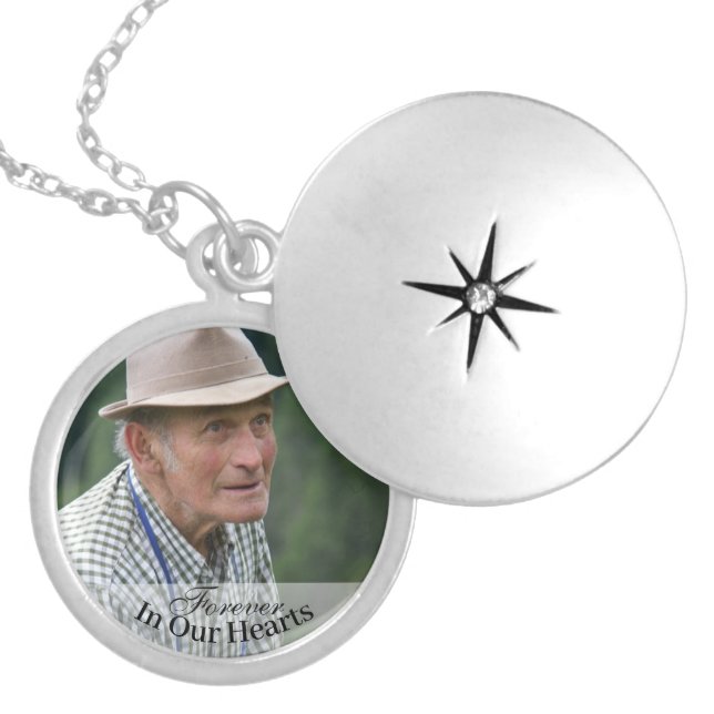 Memorial Photo Forever In Our Hearts Keepsake Locket Necklace (Front)