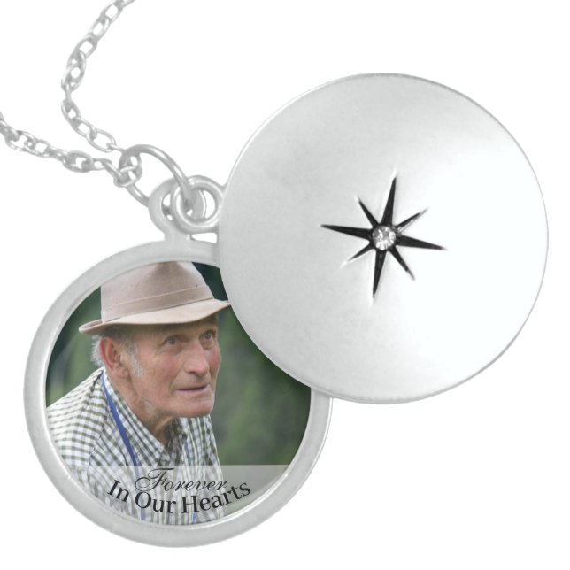 Memorial Photo Forever In Our Hearts Keepsake  Locket Necklace (Front)