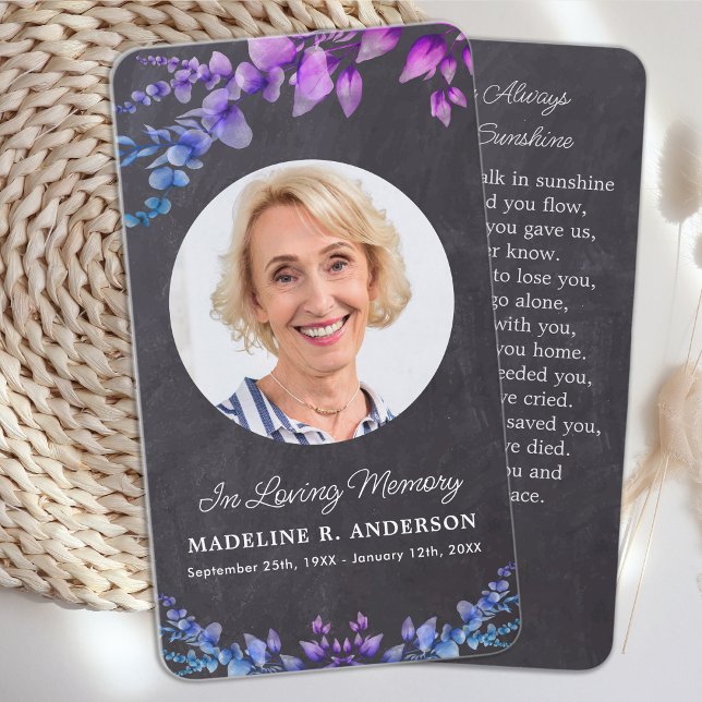 Memorial Photo Funeral Prayer Card Eucalyptus  (Creator Uploaded)