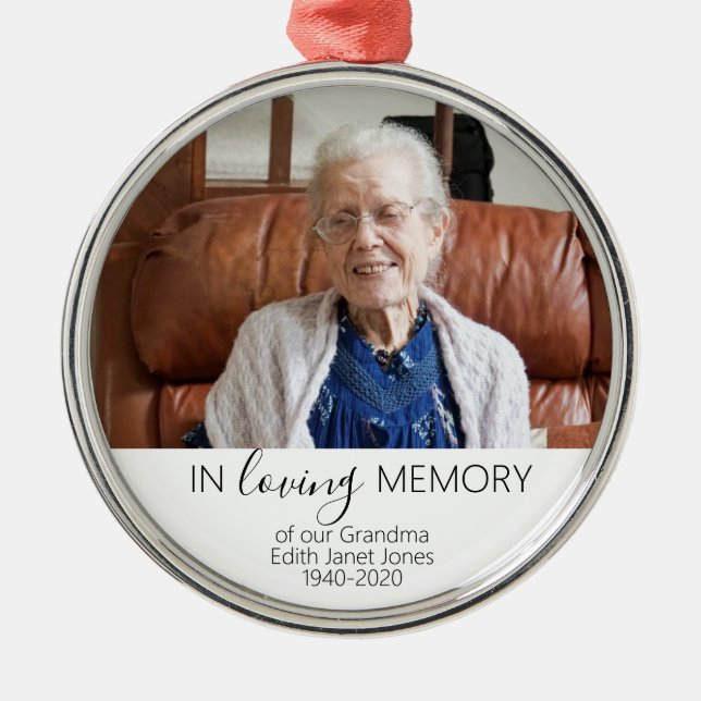 Memorial Photo Gift Christmas, In Loving memory Me Metal Ornament (Front)