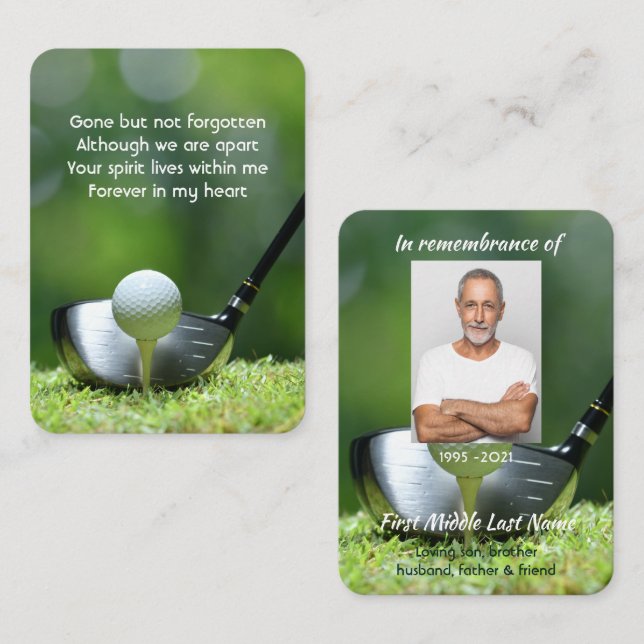 Memorial Photo Golfer Golf Course Golfing Business Card (Front/Back)