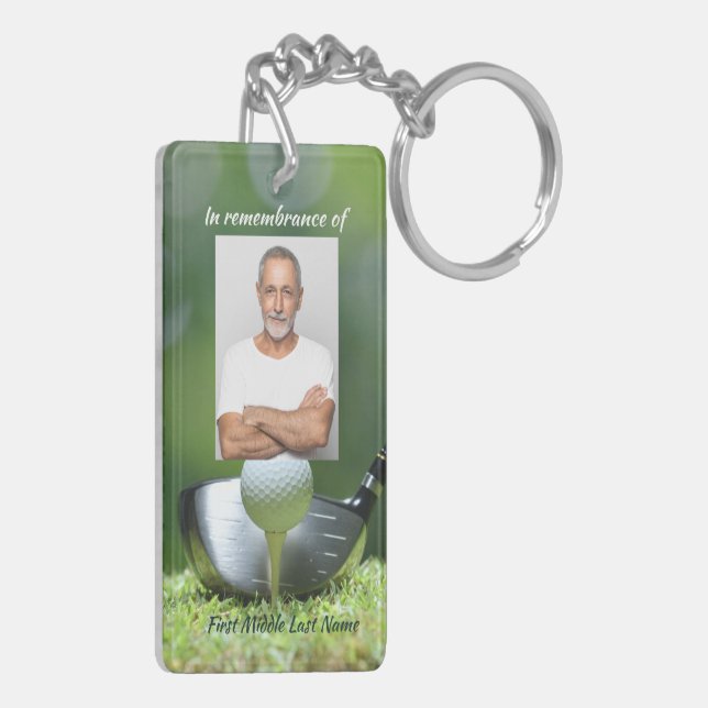 Memorial Photo Golfer Golf Course Golfing Keychain (Back Left)