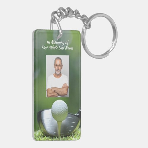 Memorial Photo Golfer Golf Course Golfing Keychain