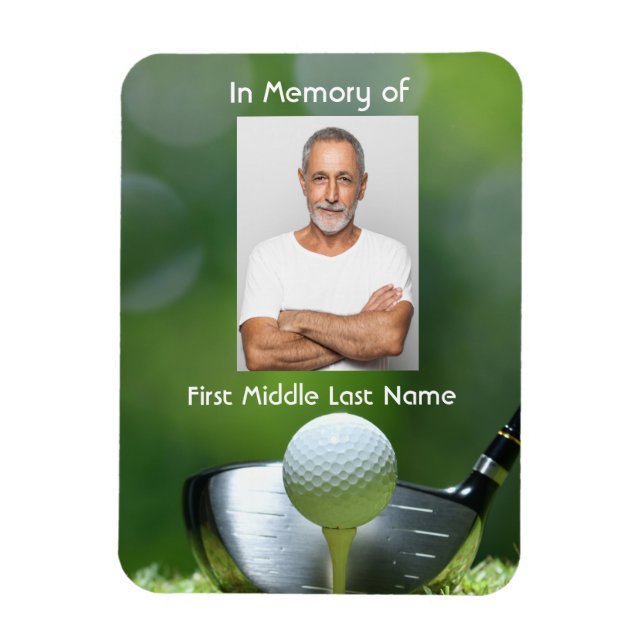 Memorial Photo Golfer Golf Course Golfing Magnet (Vertical)